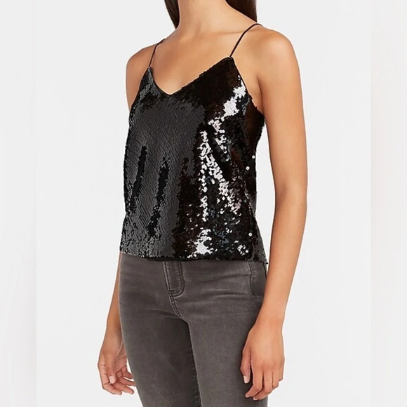 Express Cropped Sequin Cami Sz S - Picture 1 of 9